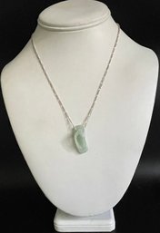 Jade Pendant Of Sandal On Silver Chain. Made In Italy Chain. See Photos For Markings.