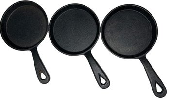 (3) 5 Mini Cast Iron Skillet Pans