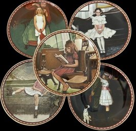 Five Limited Edition Norman Rockwell Plates Part Of A Mind Of Her Own Series- With Boxes, 9in