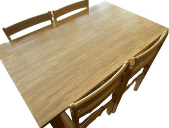 Wood Table With 4 Chairs, 48x30x30H