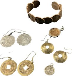 Coin Lovers Collection: Penny Cuff Bracelet, Earrings, And Pendants