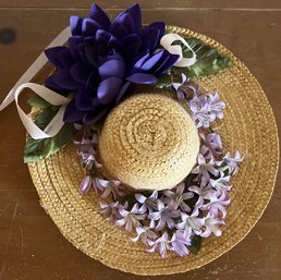 Floral Straw Hat - 11.5'W