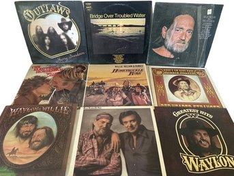 9 Vinyl Records-Willie Nelson, Waylon, Outlaws