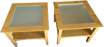 (2) Glass Side Tables - 28Lx28Wx23H