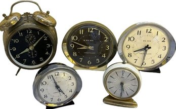 Collection Of Vintage Alarm Clocks- Big Ben,  Sentry, Baby Ben, & Artco