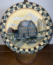 Artist Pat Fisher, Painted Wooden Plate  - 11.5'W