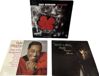 Three Vinyl Records: Buffy Sainte-Marie, Paul Desmond & Duke Ellington