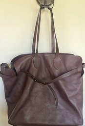 Large Burberry Shoulder Bag, Dark Eggplant Color. Made In Italy.