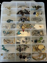 Assorted Jewelry In Storage Container