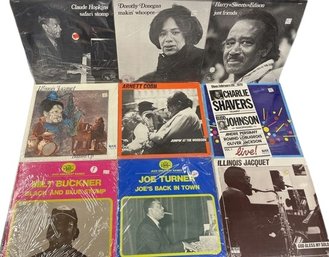 9 Unopened Vinyl Record Collection Including Arnett Cobb, Joe Turner, Claude Hopkins