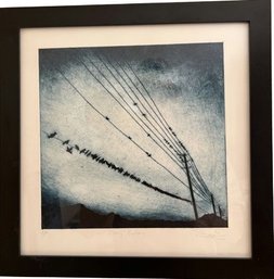 Framed Limited Print Of Crows On Power-lines Signed By Artist (16x16)