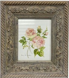 Framed Floral Watercolor Signed By Artist