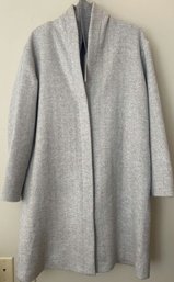 Womens Poetry Pale Grey Long Coat With Knot Scarf Attached. .  Size 10. 90 Wool 10 Cashmere.