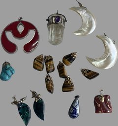 Pendants And Earrings-Shell And Gemstones