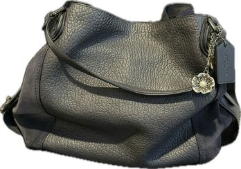 Coach Edie Shoulder Bag 42, Size XL, Navy Leather And Suede - 10' Height