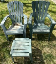 Outdoor Plastic Patio Chairs & Table  - 30.5Wx33Lx39H