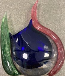 Vintage Glass-Blown Pitcher Vase Sculpture (Approximately 10x3.5x12)