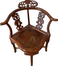 Ornate Wood Chair, Hand Carved, 1 Of 2, 32High