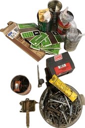 Assorted Containers Of Bolts, Nails, Sandpaper