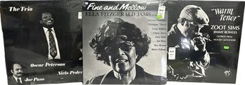 UNOPENED Jazz Vinyl Records (3), Ella Fitzgerald Jams, Zoot Sims, Oscar Peterson