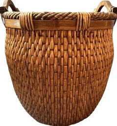 Large Wicker Woven Plant Basket/Pot With Wooden Handles 17Wx17.5H