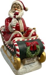 158/3000 Santa Hand Made & Hand Painted Porcelain By Melody In Motion- Working, 10Lx6Wx11H