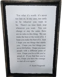 Scott Fitzgerald Framed Quote  - 26Lx18W