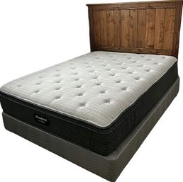 Queen Mattress, Frame, & Box Spring- Box Spring Has Small Holes In Back, Headboard Is 64.5Wx58H