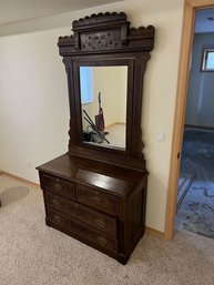 Antique Dressing Mirror With Drawers  40.5Lx19Wx29H  Mirror 32.5Wx54H