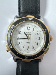 Timex Indiglo Watch Water Resistant, Stainless Steel, Base Metal Bezel, Genuine Leather China - 10'