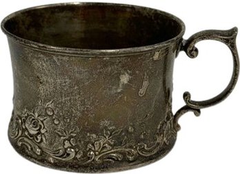 2.8oz Sterling Silver Cup With Floral Details On Bottom With Elizabeth Engravings - 2.3'height