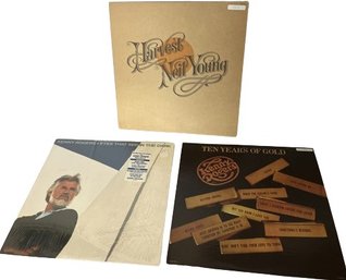 Vinyl Records Including 2 From Kenny Rogers & 1 From Neil Young