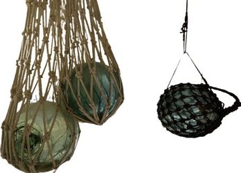 Decorative Hanging Glass Spheres With Woven Netting (3) Largest Is Roughly 12in Wide