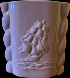 Abingdon USA Pottery Art Deco 7' Pink Vase 'Clipper Ship' Pattern