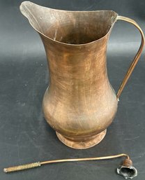 Copper Pitcher (11') And A Copper Ladle (11')