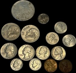 Assorted Coins-1944 Liberty Head Dime, Pesos