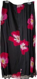 Ladies Skirt NOTATIONS, 100 Rayon Lining. 100 Cotton. Size Medium. Black With Red And Pink Flowers.