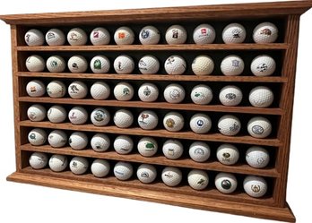 Golf Ball Collection With Display Shelf With 60 Golf Balls. 24x13