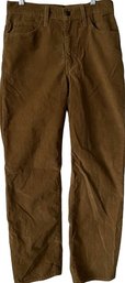 Levis Jeans, Baggy Style, W27, L31. Light Brown Corduroy. Care For Our Planet: Waterless Trademarked.