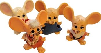 Vintage Roy Des Of Florida Hard Plastic Big Eared Mouse Dolls- Includes Mrs Claus, 10in Tall