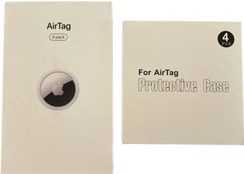 Apple AirTags (2) Unused And Leather AirTag Protective Cases (2) Unused