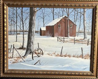 Winter Barn, Signed By W. Horton 22x28