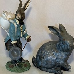 Rabbit Figure With Egg Backpack, Metal Rabbit