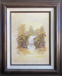 Waterfall Painting (14x17) Signed By Freda Duncan
