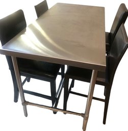 Heavy Metal Table And 4 Tall Black Chairs, Rug Not Included, 60x30x35.5H