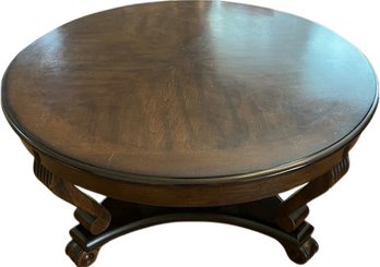 Wood Coffee Table With Ornate Legs. 42 D & 20 H