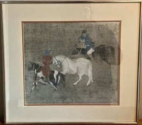 Vintage Eastern Asian Artwork (Signed By Artist But Unidentifiable)-22.25x20.5