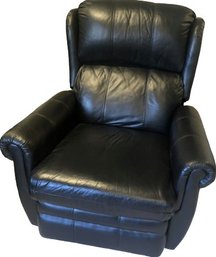 Black Leather Recliner With Swivel, 35W,
