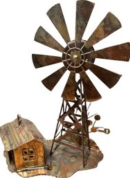 Metal Musical Windmill Playing Home On The Range- 16.5in Tall