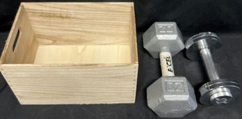 H&D Wooden Box & 20LBS Dumbbell And 10LBS Dumbbell